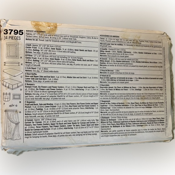 Simplicity Pattern #3795 Baby Nursery Shirley Botsford Designs Uncut Flowers - Picture 3 of 9